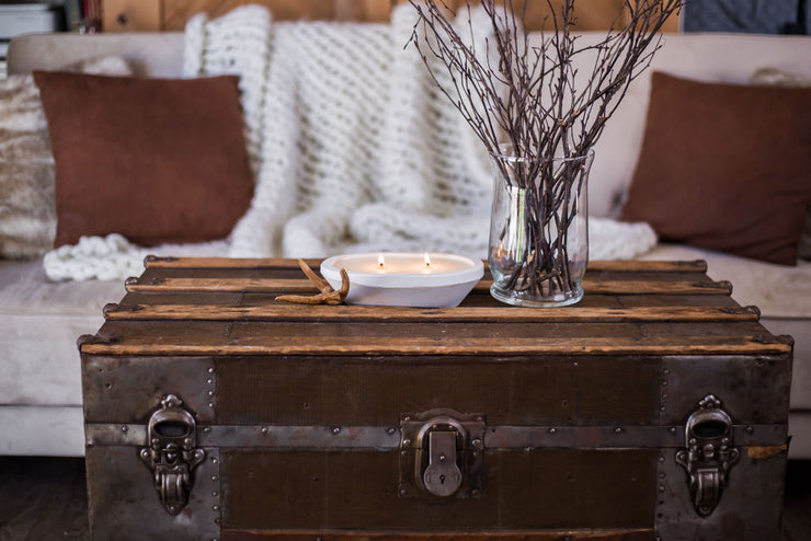 Rustic White Dough Bowl Candle