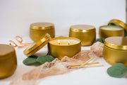 [CLOSEOUT 30% off] Gold Decor Candle Tin