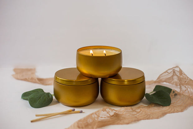 Trio of Gold Decor Candle Tins