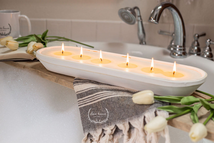 Rustic White Dough Bowl Candle