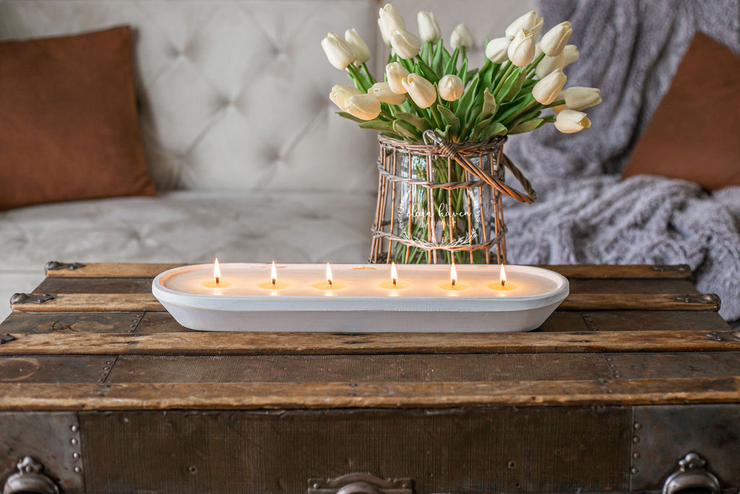 Rustic White Dough Bowl Candle
