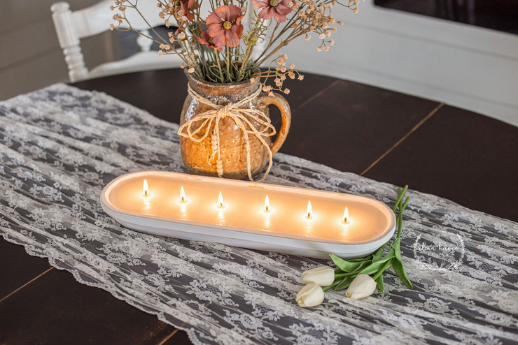Rustic White Dough Bowl Candle