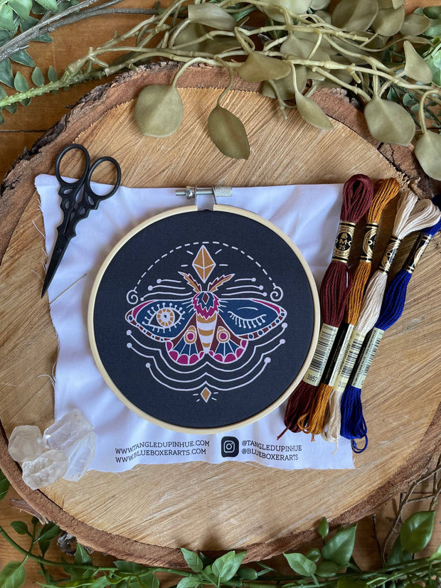 DIY Stitch Kit -  Winking Moth Embroidery Kit