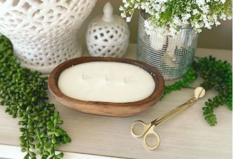 Rustic Brown Dough Bowl Candle